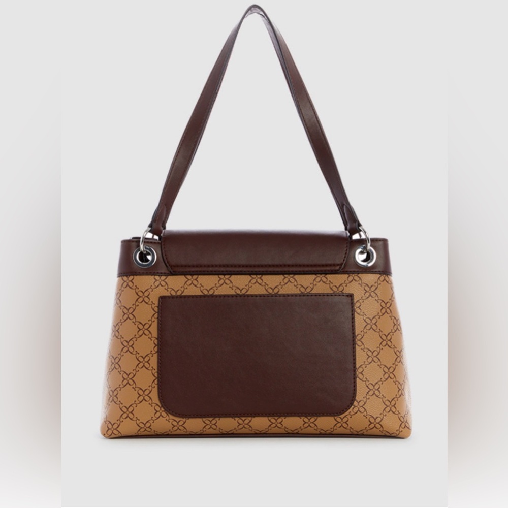 Nine West Leisha Casual Satchel Bag Chocolate and Caramel Shoulder Bag